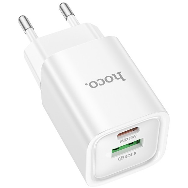 Фото - Мережевий зарядний пристрій HOCO C149A Charm PD30W+QC3.0 charger (EU) White (6942007630337)